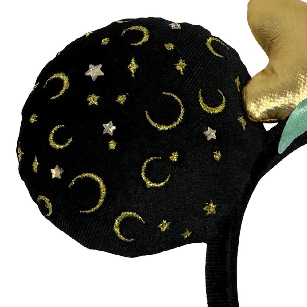 Disney Parks Sorcerer Moon & Stars Minnie Mouse Ears Headband Jewel Gold Bow - Picture 4 of 13